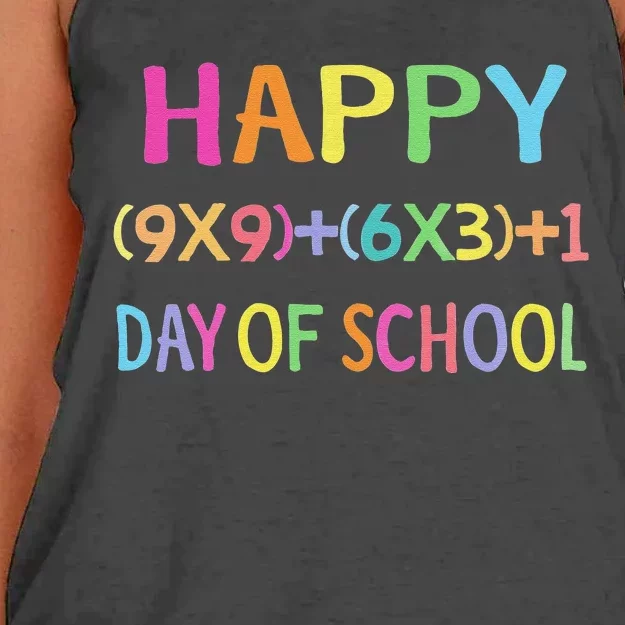 Math Formula 100 Days Of School funnyTeacher Women's Knotted Racerback Tank