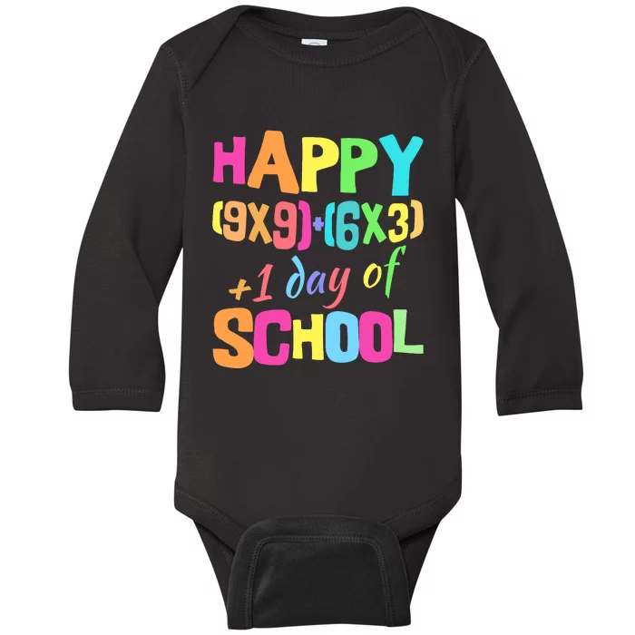 Math Formula 100 Days Of School Math Teacher 100th Day Baby Long Sleeve Bodysuit