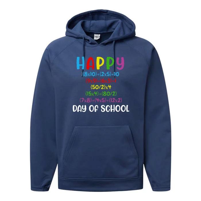 Math Formula 100 Days Of School Funny Math Teacher 100th Day Performance Fleece Hoodie