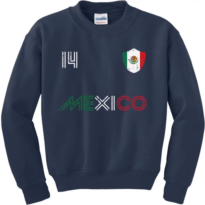 Mexico Flag 14 Mexican Soccer Fan Kids Sweatshirt