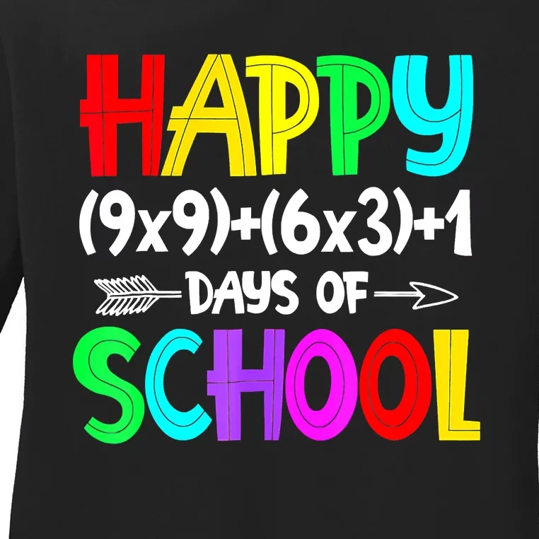 Math Formula 100 Days Of School Shirt Math Teacher 100th Day Ladies Long Sleeve Shirt