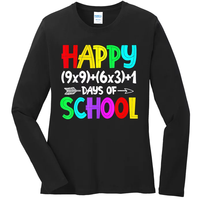 Math Formula 100 Days Of School Shirt Math Teacher 100th Day Ladies Long Sleeve Shirt