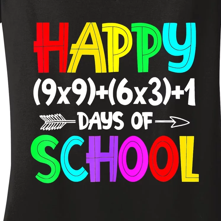 Math Formula 100 Days Of School Shirt Math Teacher 100th Day Women's V-Neck T-Shirt