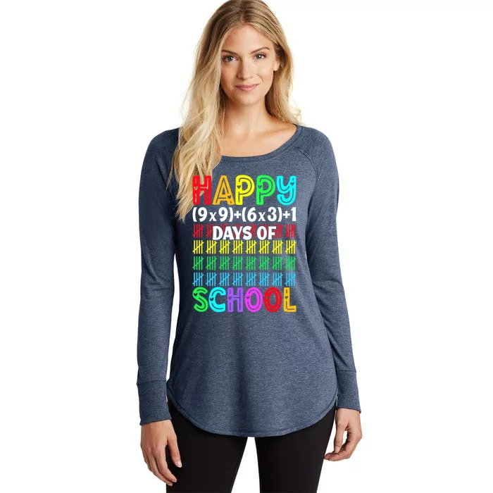 Math Formula 100 Days Of School Funny Math Teacher Gift Women's Perfect Tri Tunic Long Sleeve Shirt