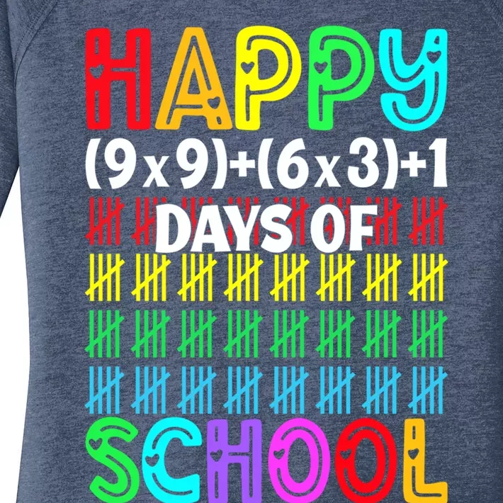 Math Formula 100 Days Of School Funny Math Teacher Gift Women's Perfect Tri Tunic Long Sleeve Shirt