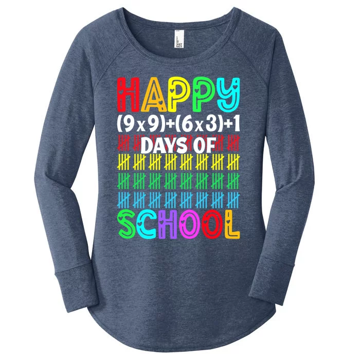 Math Formula 100 Days Of School Funny Math Teacher Gift Women's Perfect Tri Tunic Long Sleeve Shirt