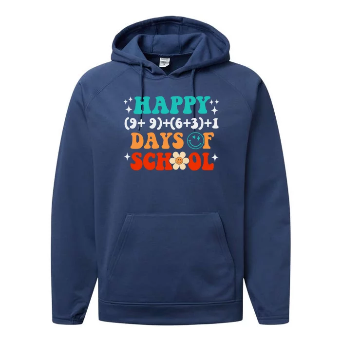 Math Formula 100 Days Of School Funny Teacher Gift Performance Fleece Hoodie