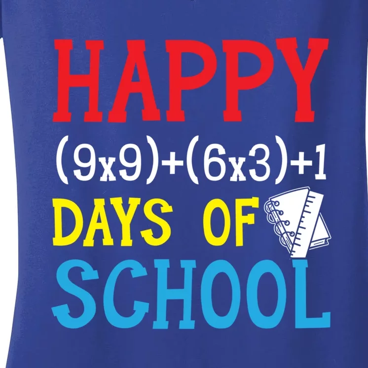 Math Formula 100 Days Of School Gift For A Math Teacher Funny Gift Women's V-Neck T-Shirt