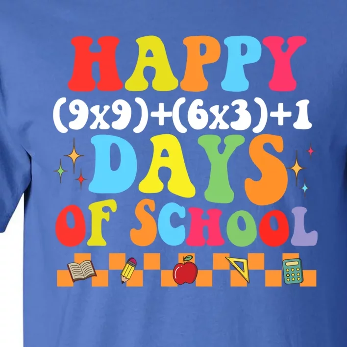 Math Formula 100 Days Of School Groovy 100th Day Teacher Funny Gift Tall T-Shirt