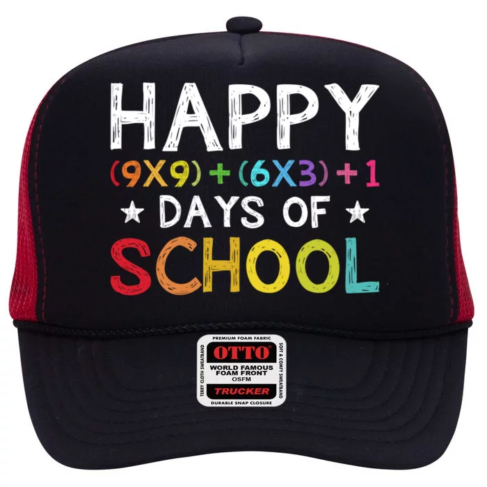 Math Formula 100 Days Of School Teacher Cool Gift High Crown Mesh Trucker Hat