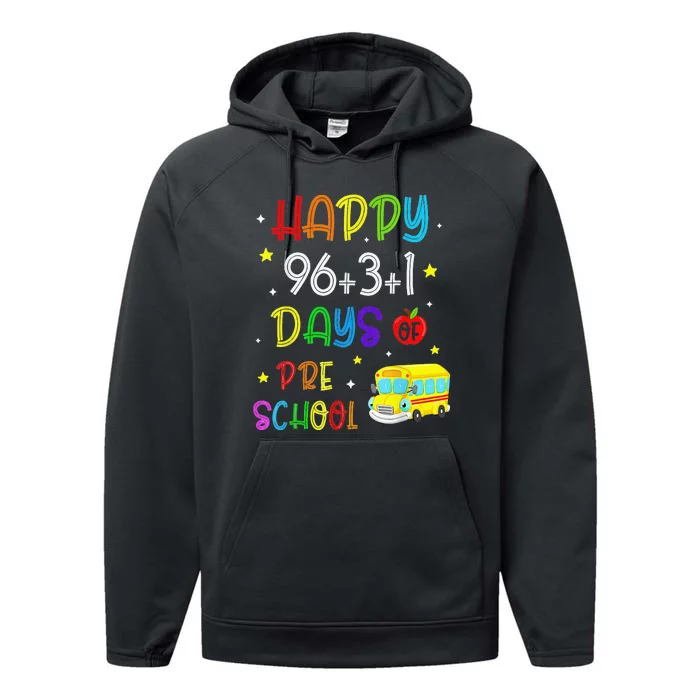 Math Formula 100 Days Of Preschool For Students & Teachers Performance Fleece Hoodie