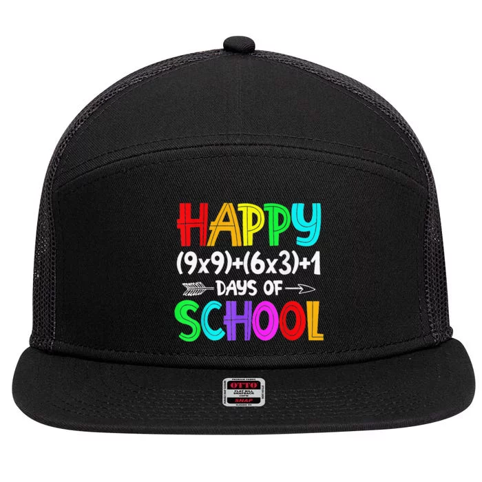 Math Formula 100 Days Of School Funny Math Teacher 100th Day 7 Panel Mesh Trucker Snapback Hat