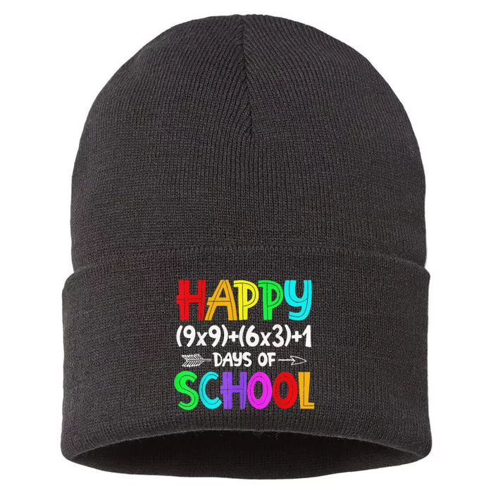 Math Formula 100 Days Of School Funny Math Teacher 100th Day Sustainable Knit Beanie