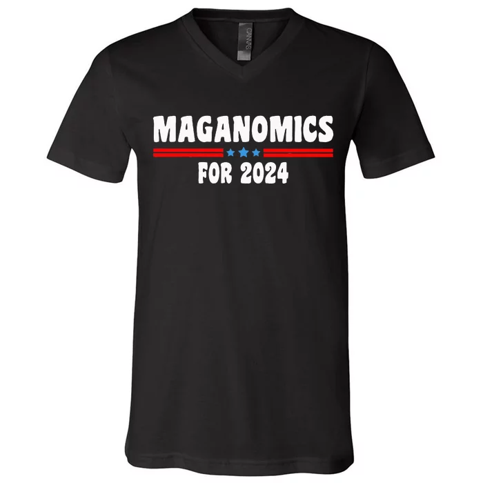 Maganomics For 2024 Donald Trump President Legend V-Neck T-Shirt