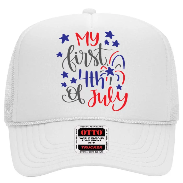 My First 4th Of July Cute Gift High Crown Mesh Trucker Hat