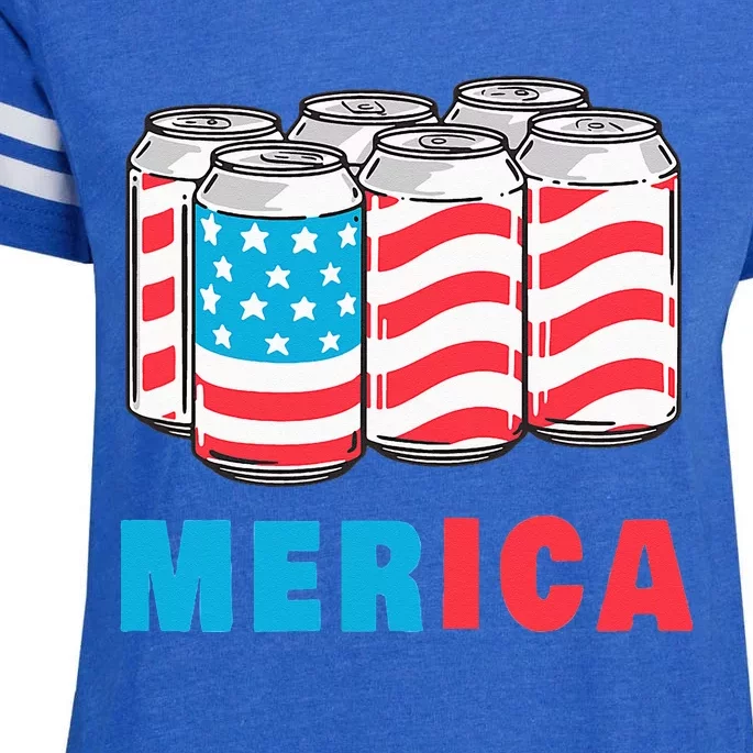 Merica Funny 4th of July Beer Patriotic USA Flag American Enza Ladies Jersey Football T-Shirt