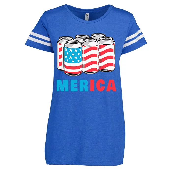 Merica Funny 4th of July Beer Patriotic USA Flag American Enza Ladies Jersey Football T-Shirt