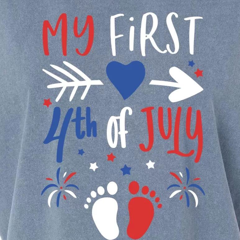 My First 4th Of July Pregnancy Patriotic Reveal Gift Garment-Dyed Women's Muscle Tee