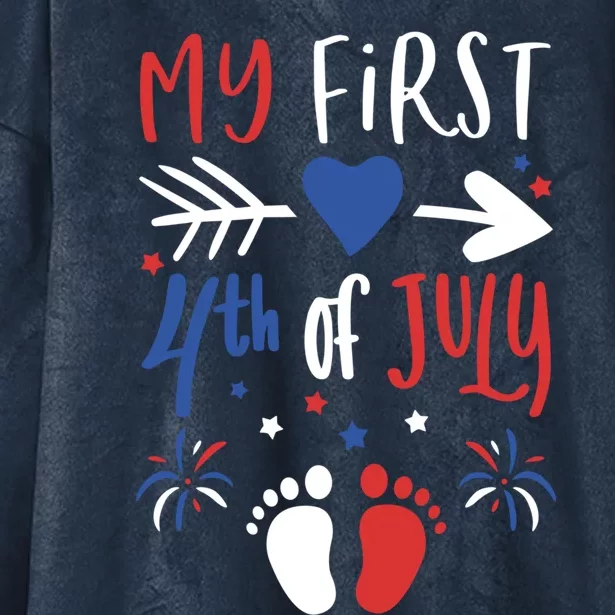 My First 4th Of July Pregnancy Patriotic Reveal Gift Hooded Wearable Blanket