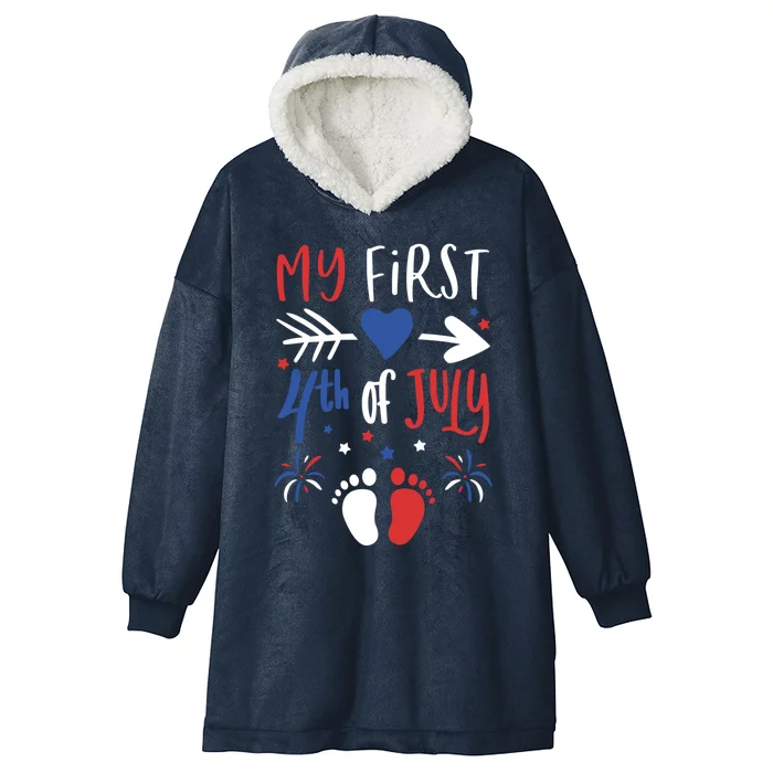 My First 4th Of July Pregnancy Patriotic Reveal Gift Hooded Wearable Blanket