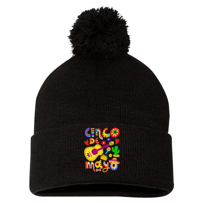 Mexican Fiesta 5 De Mayo funny Cinco De Mayo Pom Pom 12in Knit Beanie