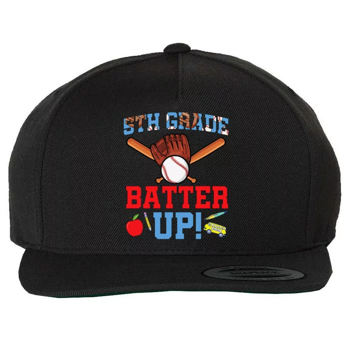 M6Yg Funny 5th Grade Baseball Player First Day Of School Wool Snapback Cap