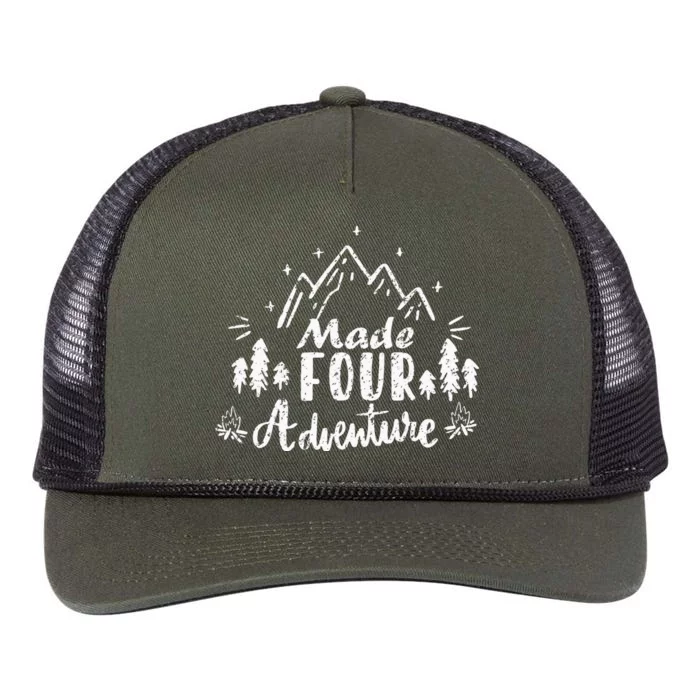 Made Four Adventure 4th Birthday Party Camping Theme Retro Rope Trucker Hat Cap