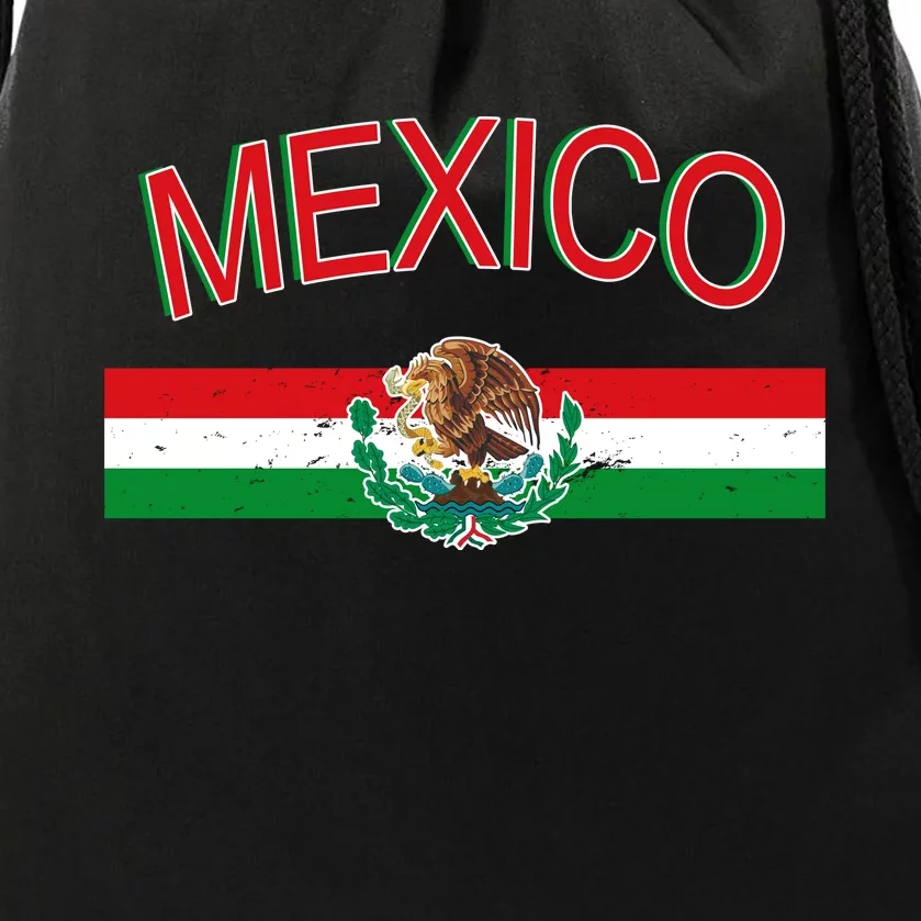 Mexican Flag And Coat Of Arms Mexico Drawstring Bag