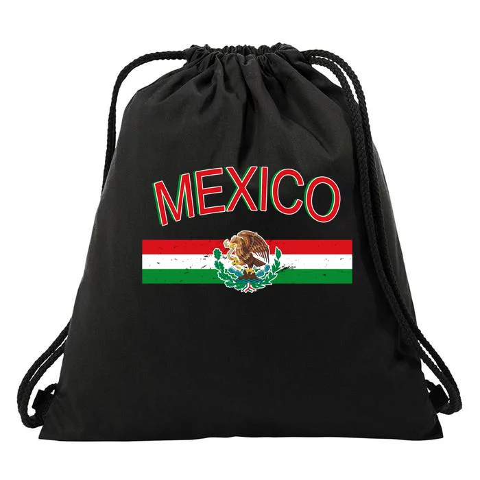 Mexican Flag And Coat Of Arms Mexico Drawstring Bag