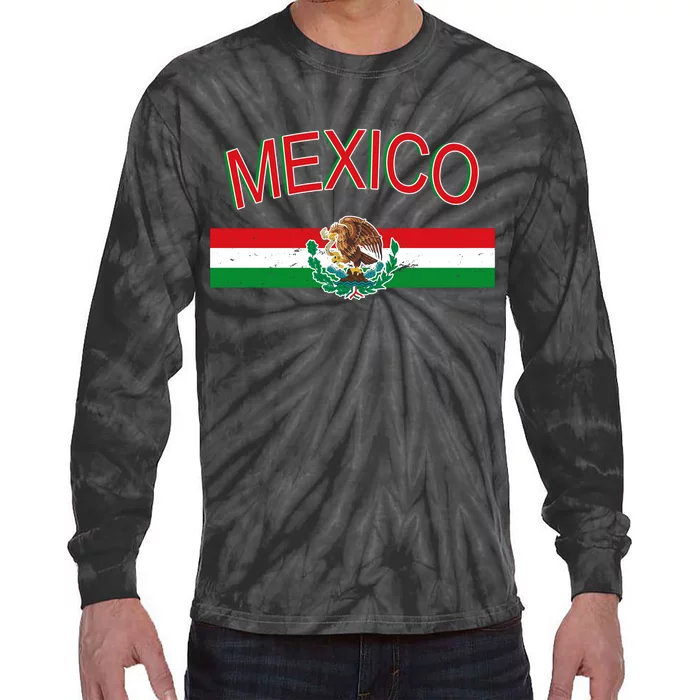 Mexican Flag And Coat Of Arms Mexico Tie-Dye Long Sleeve Shirt