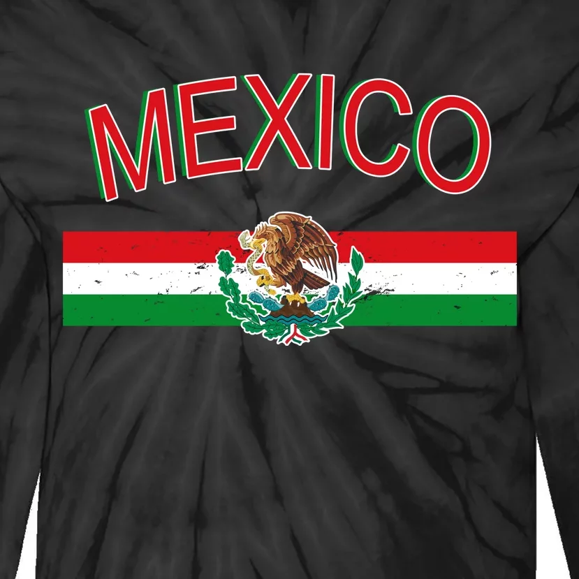 Mexican Flag And Coat Of Arms Mexico Tie-Dye Long Sleeve Shirt