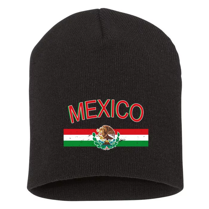 Mexican Flag And Coat Of Arms Mexico Short Acrylic Beanie