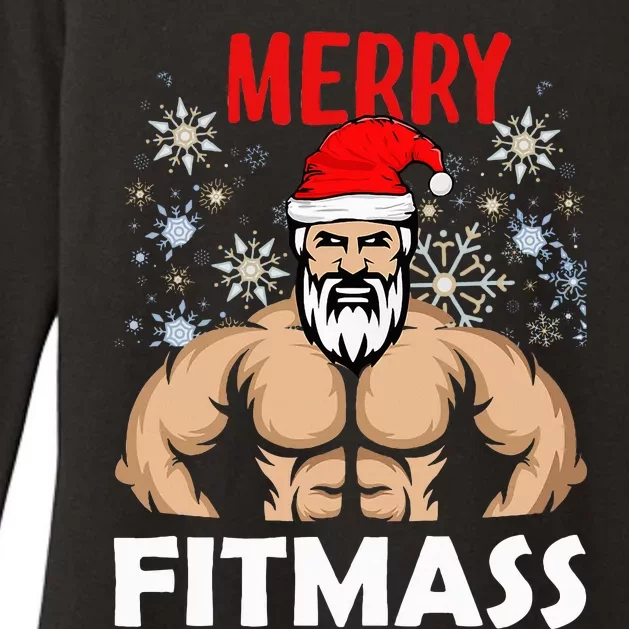 Merry Fitmas and Happy New Year  Santa Lifting Christmas Womens CVC Long Sleeve Shirt