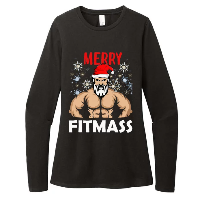 Merry Fitmas and Happy New Year  Santa Lifting Christmas Womens CVC Long Sleeve Shirt