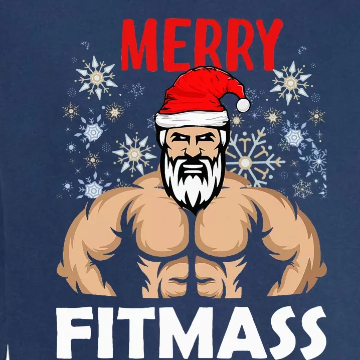 Merry Fitmas and Happy New Year  Santa Lifting Christmas Garment-Dyed Sweatshirt