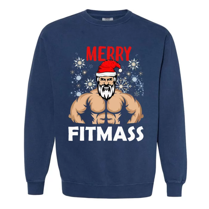 Merry Fitmas and Happy New Year  Santa Lifting Christmas Garment-Dyed Sweatshirt