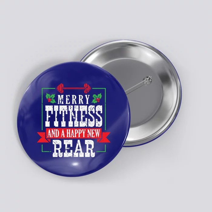 Merry Fitness And A Happy New Rear Christmas Holiday Gym Gift Button