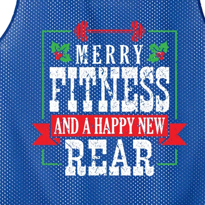 Merry Fitness And A Happy New Rear Christmas Holiday Gym Gift Mesh Reversible Basketball Jersey Tank