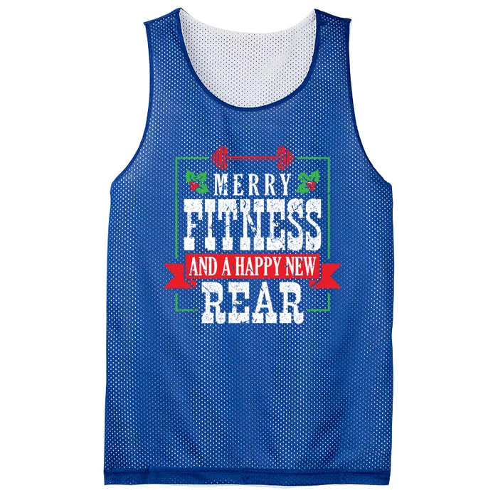 Merry Fitness And A Happy New Rear Christmas Holiday Gym Gift Mesh Reversible Basketball Jersey Tank