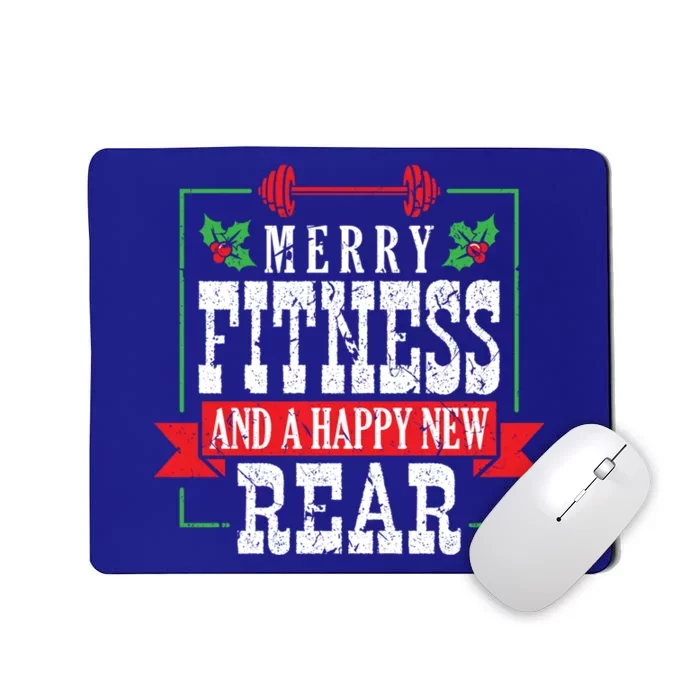 Merry Fitness And A Happy New Rear Christmas Holiday Gym Gift Mousepad