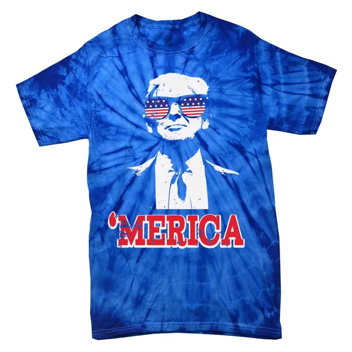 Merica Funny American Flag Trump 2020 Gift Tie-Dye T-Shirt