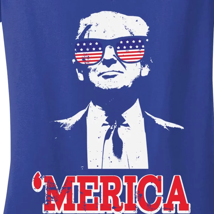 Merica Funny American Flag Trump 2020 Gift Women's V-Neck T-Shirt