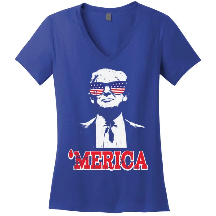 Merica Funny American Flag Trump 2020 Gift Women's V-Neck T-Shirt