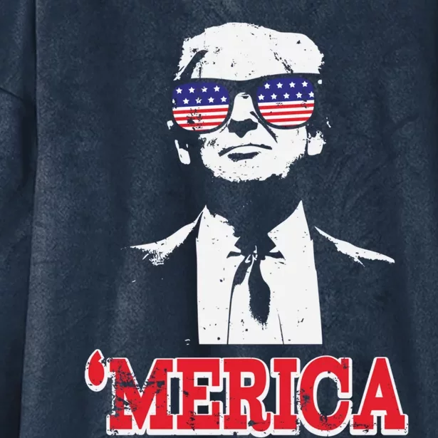 Merica Funny American Flag Trump 2020 Gift Hooded Wearable Blanket