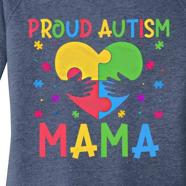 Matching Family Autism Awareness Month Proud Autism Mama Gift Women's Perfect Tri Tunic Long Sleeve Shirt