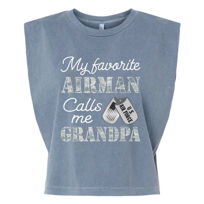 My Favorite Airman Calls Me Grandpa USAF Grandpa Graduation Garment-Dyed Women's Muscle Tee