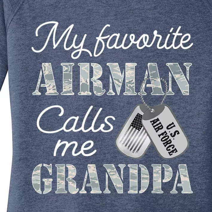 My Favorite Airman Calls Me Grandpa USAF Grandpa Graduation Women's Perfect Tri Tunic Long Sleeve Shirt