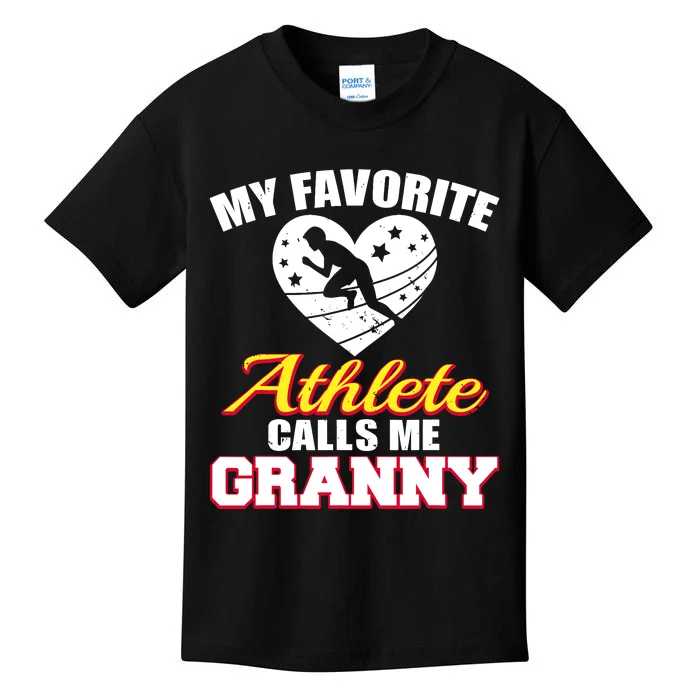 My Favorite Athlete Calls Me Granny Funny Track And Field Kids T-Shirt