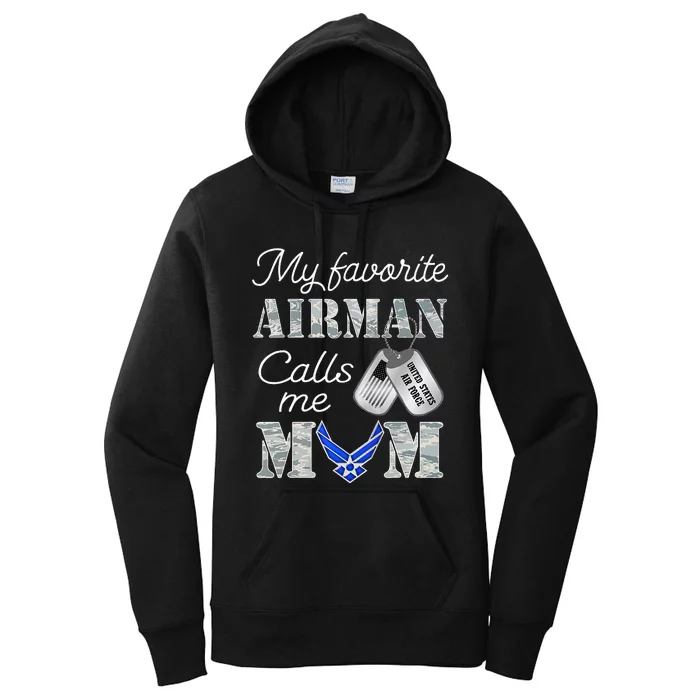 My Favorite Airman Calls Me Mom Air Force Mom Women's Pullover Hoodie