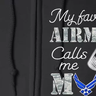 My Favorite Airman Calls Me Mom Air Force Mom Full Zip Hoodie